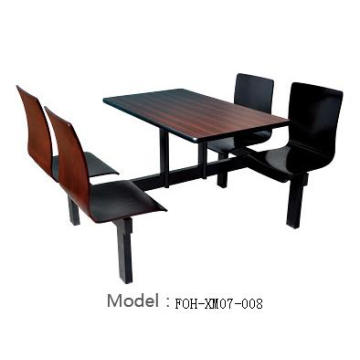 Mesa de comedor de comedor y silla de comedor de 4 asientos Black Oak Fast Food Set